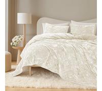 SHALALA - Parure de lit légère en Velours Beige, Couvre-lit réversible en Diamant avec Dos en Microfibre brossée Douce pour Toutes Les Saisons (très Grand lit, Beige)