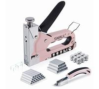 SHALL Agrafeuse à main 3 en 1 puissante Agrafeuse en bois avec 3000 pinces, force de tir réglable, pistolet d'agrafement pour menuiserie, décoration, fixation de câbles, avec extracteur de pinces