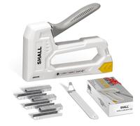 SHALL Agrafeuse légère pour bois, ameublement blanc avec 1600 agrafes JT21 1/4", 5/16", 3/8" et extracteur d'agrafes - Agrafeuse de tissu pour travaux manuels, bricolage, décoration