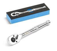 Shall Clé à Cliquet Réversible 1/4" 90 Dents avec Dégagement Rapide | Acier Chrome-Vanadium | Angle d'Actionnement de 4° pour Espaces Confinés