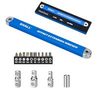 Shall Clé à rallonge décalée - Jeu de clés à rallonge décalées 15,4'' Impact Ready - avec adaptateurs carrés 1/2'', 1/4'' et 3/8'' et 10 embouts universels