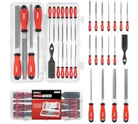 SHALL Coffret de 17 limes à métaux, pour métal, bois et plastique, 4 limes à main et 12 limes à aiguilles, brosse métallique, lime à râpes de haute qualité avec boîte de rangement