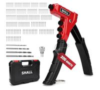 Shall Ensemble de rivets 4 en 1, riveteuse manuelle robuste avec 200 rivets, 4 tailles (2,4 mm, 3,2 mm, 4 mm, 4,8 mm), 4 forets en acier rapide pour automobile, cuir, plastique, meubles, métal