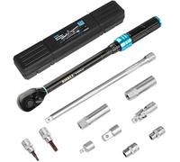 SHALL Jeu de 11 clés dynamométriques 3/8", (5-60 Nm), 72 dents réglables dans les deux sens, adaptées à l'entretien des voitures et des motos, avec rallonge et boîte de rangement