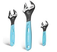 Shall Jeu de 3 clés à molette réglables (6"/150mm, 8"/200mm 10"/250mm) avec poignée rembourrée gravée au laser pour un usage domestique