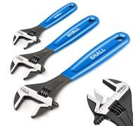 Shall Jeu de 3 clés à molette réglables, clé en acier Cr-V 10/8/6 pouces avec poignée coussinée, bleu marine, gravée au laser pour la maison, le garage, l'atelier et le bricolage