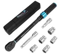 SHALL Jeu de 7 clés dynamométriques 1/2", (20-220 Nm), 72 dents réglables dans les deux sens, adaptées à l'entretien des voitures et des motos, avec rallonge et boîte de rangement