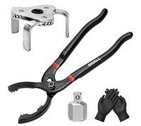 Shall Jeu de clés pour filtre à huile, pince à filtre à huile de 30,5 cm, outil à 3 mâchoires pour retirer la clé de filtre à huile réglable, filetage intérieur 1/2" vers filetage extérieur 3/8"