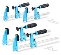 SHALL Jeu de serre-joints à vis 4 pièces, portée 150/300 mm, force de serrage 272 kg (660 livres), en acier inoxydable, fixation précise des pièces en bois