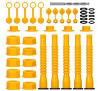 SHALL Kit de remplacement de bec verseur pour jerrican carburant 41 pièces - Bec flexible universel 1/2/5/10 gallons, anti-fuite avec bouchons de ventilation, joints, capuchons & foret