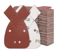 SHALL Lot de 120 souris en papier abrasif, 13,7 x 9,7 cm, 2 têtes de papier de verre remplaçables de 4 cm, grains inclus : 40/60/80/120/180/240