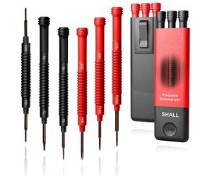 Shall Lot de 6 tournevis précision avec étui, 12 tailles mini magnétiques, kit d'outils réparation pour ordinateur portable, lunettes, montres, appareils électroniques