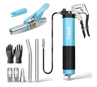 SHALL Pistolet à graisse, kit de pistolet à graisse à poignée pistolet robuste de 7 000 PSI, tuyau flexible à ressort de 18 po, 2 coupleurs renforcés, 2 tuyaux rigides d'extension, buse pointue
