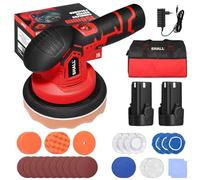 SHALL-polisseuse de tampon de voiture sans fil-Kit de machine de polissage de cire portable de 6 pouces, 2500-5000 tr/min, 6 vitesses variables, kit de polissage de voiture 27 pièces，Prise européenne