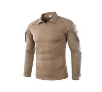 ShallGood Homme Chemises Combat Militaire Airsoft BDU Shirt Tenue Camouflage Uniforme Tactique Séchage Rapide avec Poches Coudières Manches Longues Chemise Multicam Z3 Kaki L