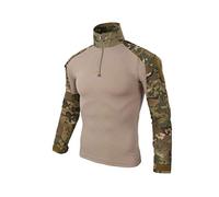 ShallGood Homme Chemises Combat Militaire Airsoft BDU Shirt Tenue Camouflage Uniforme Tactique Séchage Rapide avec Poches Coudières Manches Longues Chemise Multicam Z1 Kaki XXL