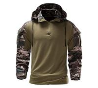 ShallGood Homme Chemises Combat Militaire Airsoft BDU Shirt Tenue Camouflage Uniforme Tactique Séchage Rapide avec Poches Coudières Manches Longues Chemise Multicam Z4 Armée Verte S
