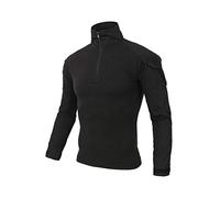 ShallGood Homme Chemises Combat Militaire Airsoft BDU Shirt Tenue Camouflage Uniforme Tactique Séchage Rapide avec Poches Coudières Manches Longues Chemise Multicam Z3 Noir M