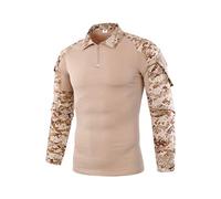 ShallGood Homme Chemises Combat Militaire Airsoft BDU Shirt Tenue Camouflage Uniforme Tactique Séchage Rapide avec Poches Coudières Manches Longues Chemise Multicam Z2 Kaki XL