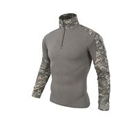 ShallGood Homme Chemises Combat Militaire Airsoft BDU Shirt Tenue Camouflage Uniforme Tactique Séchage Rapide avec Poches Coudières Manches Longues Chemise Multicam Z1 Gris L