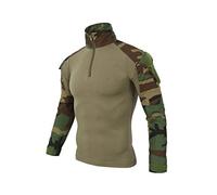 ShallGood Homme Chemises Combat Militaire Airsoft BDU Shirt Tenue Camouflage Uniforme Tactique Séchage Rapide avec Poches Coudières Manches Longues Chemise Multicam Z1 Vert M