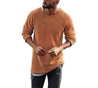 ShallGood Pull Mode Casual Homme Tricot Mince Col Rond Manches Longues Sweater Jumper Pullover Couleur Unie Hoodie Sweatshirt Classique Tricots Top Marron X-Large