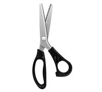 Shallho Ciseaux crantés 23,5 cm en zigzag, poignée inoxydable noire, tranchants pour tissus, vêtements, textiles, couture et papier