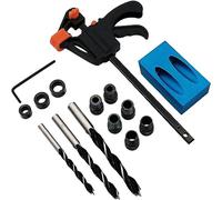 Shallho Lot de 15 trous de poche 15 degrés pour le travail du bois, guides d'angle articulé, outil de menuiserie, localisateur avec trou de fixation 6/8/10 mm