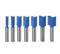 Shallho Lot de 7 fraises à rainurer à tige de 8 mm, 6-20 mm, embouts de routeur, coupe droite, en carbure de tungstène, fraises en carbure de tungstène, kit d'outils pour le travail du bois
