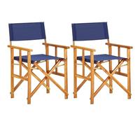 Shally Dogan 38149 Lot de 2 chaises pliantes de jardin en bois d'Acacia, chaise réalisateur économe en espace, assise et dossier tissu ergonomique design nordique pour extérieur, terrasse, balcon,