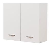 Shally Dogan Armoire Murale avec Plateau Anti-Goutte de Cuisine, Meuble Mural en Bois résistant, Armoire Suspendue avec Deux Portes et Deux étagères, Dimensions 80 x 32 x 72 cm (Blanc)