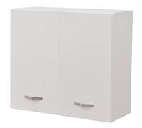 Shally Dogan Armoire Murale Suspendue en Bois avec Deux Portes, 1 étagère et 2 Compartiments, Armoire Murale spacieuse et résistante, Dimensions 80 x 32 x 72 cm (Blanc)