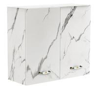 Shally Dogan Armoire Murale Suspendue en Bois avec Deux Portes, 1 étagère et 2 Compartiments, Armoire Murale spacieuse et résistante, Dimensions 80 x 32 x 72 cm (marbre)