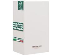 Shally Dogan Armoire Murale Suspendue en Bois avec Porte Simple 1 étagère et 2 Compartiments, Armoire Murale spacieuse et résistante, Couleur Blanche, Dimensions 40 x 32 x 72 cm