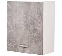 Shally Dogan Armoire Murale Suspendue en Bois avec Porte Simple 1 étagère et 2 Compartiments, Armoire Murale spacieuse et résistante, Couleur Gris Ciment, Dimensions 60 x 32 x 72 cm