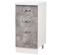 Shally Dogan Base Commode pour Cuisine, Meuble 4 tiroirs en Bois, Couleur Gris Ciment, Medium