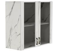 Shally Dogan Buffet, Armoire Murale de Cuisine avec Verre, Armoire Suspendue Murale vitrée en Bois, Deux Portes, 1 étagère, 2 Compartiments, Armoire spacieuse résistante, Dimensions 80 x 32 x 72 cm