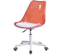 Shally Dogan Chaise de Bureau avec 5 Roues pivotantes, Dossier Transparent en polypropylène, Fauteuil Ergonomique avec Assise rembourrée à Haute densité, idéale pour Chambre, Bureau, Maison (Rouge)