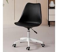 Shally Dogan Chaise de Bureau en polypropylène avec 5 Roues pivotantes 360°, Fauteuil Ergonomique avec Assise rembourrée en Mousse, très Haute densité, idéale pour Chambre, Bureau, Maison (Noir)