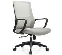 Shally Dogan Chaise de Bureau Ergonomique Fauteuil de Bureau pivotant, Hauteur réglable, Dossier en Maille Respirante, revêtement en Nylon synthétique Gris