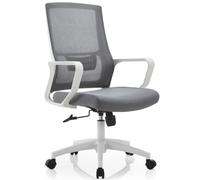 Shally Dogan Chaise de Bureau Ergonomique pivotante avec Support Lombaire, Fauteuil de Bureau, Bureau, Bureau, Chambre, inclinable avec Hauteur réglable, Base Blanche Robuste, Dossier