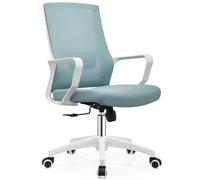 Shally Dogan Chaise de Bureau Ergonomique pivotante avec Support Lombaire, Fauteuil de Bureau, Bureau, Bureau, Chambre, inclinable avec Hauteur réglable, Base Blanche Robuste, Dossier