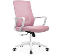 Shally Dogan Chaise de Bureau Ergonomique pivotante avec Support Lombaire, Fauteuil de Bureau, Bureau, Bureau, Chambre, inclinable avec Hauteur réglable, Base Blanche Robuste, Dossier