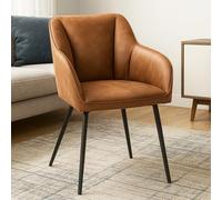 Shally Dogan Chaise de salle à manger ergonomique avec rembourrage haute densité et revêtement en microfibre effet daim, fauteuil avec pieds métalliques pour bureau, chambre à coucher, design rétro