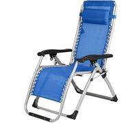 Shally Dogan Chaise gravité zéro de jardin, chaise longue pour extérieur, relaxation, pliable, peu encombrant avec structure tubulaire en métal, assise en textilène, idéale mer, plage, piscine (bleu)