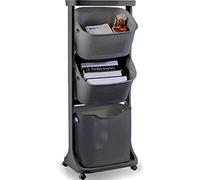 Shally Dogan Chariot à linge avec roulettes, 3 paniers multifonctions, panier à linge amovible, 2 paniers Basculants, 4 roues pivotantes, 43,5 x 33 x 105,8 cm (gris)