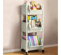 Shally Dogan Chariot Multi-Usage Porte-revues et Porte-Jeux économe en Espace avec roulettes pivotantes à 360 °, Chariot de Rangement Slim à 3 étagères, idéal pour Livres, Magazines, Jouets (Gris)