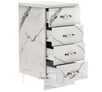 Shally Dogan Commode Armoire de Base pour Cuisine avec 4 tiroirs, Armoire modulaire avec Structure en Bois Solide et résistant, Organisateur Dimensions 40 x 50 x 85H cm (marbre)