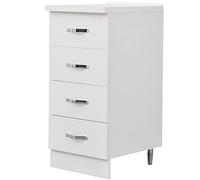 Shally Dogan Commode Meuble de Cuisine avec 4 tiroirs, Meuble modulaire avec Structure en Bois Solide et résistant, Organisateur Couleur Blanc, Dimensions 40 x 50 x 85 cm