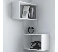 Shally Dogan Étagère d'angle à 3 étages, étagère d'angle pour Mur, décoration intérieure, Maison, Bureau, Organisateur économe de l'espace, Design Moderne, 47 x 20 x 85H cm (Blanc)